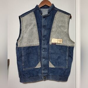 NEW Vintage Cowden Blue Denim Metal Snaps Western Cowboy Vest Men's Large 42-44